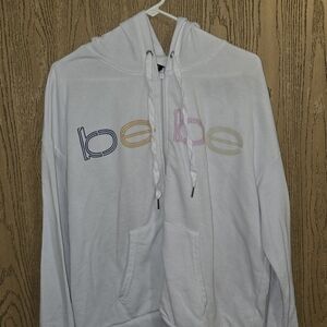 Bebe White Hoodie with Multicolor Logo
